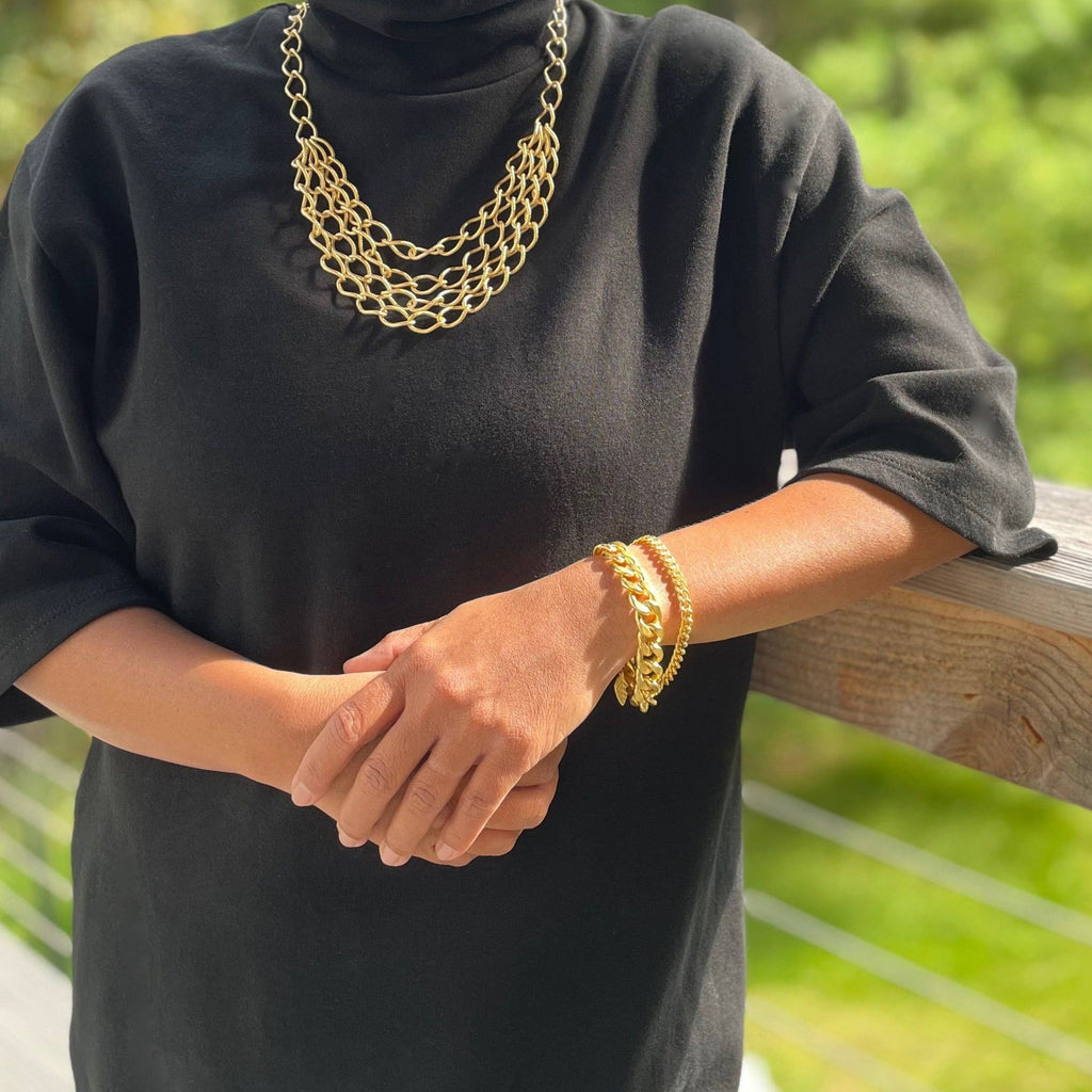 18k matte gold double strand chain bracelet DORB26