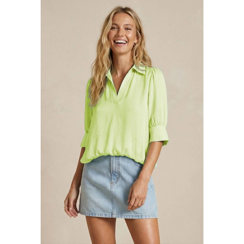 Naked Zebra high-low bubble-hem blouse on model
