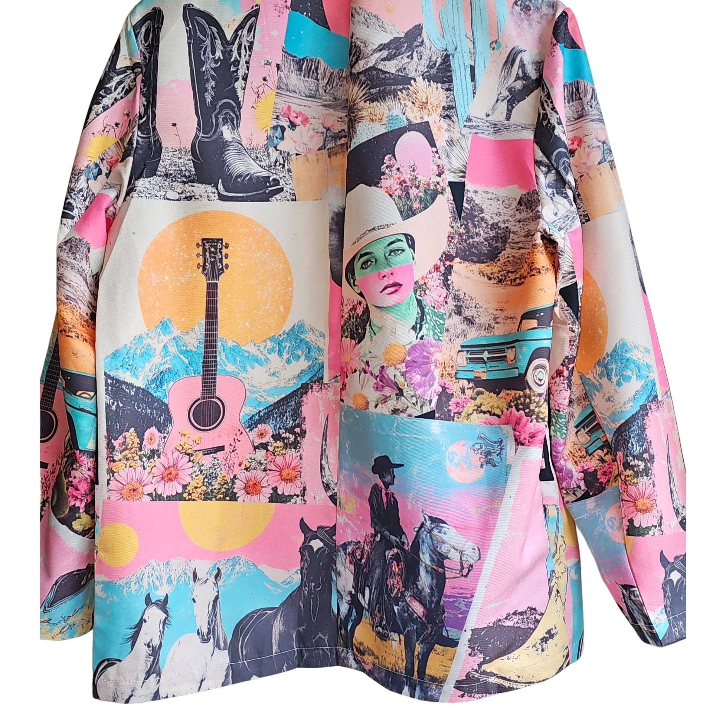 Baha Ranch Retro Pop Western Collage Blazer