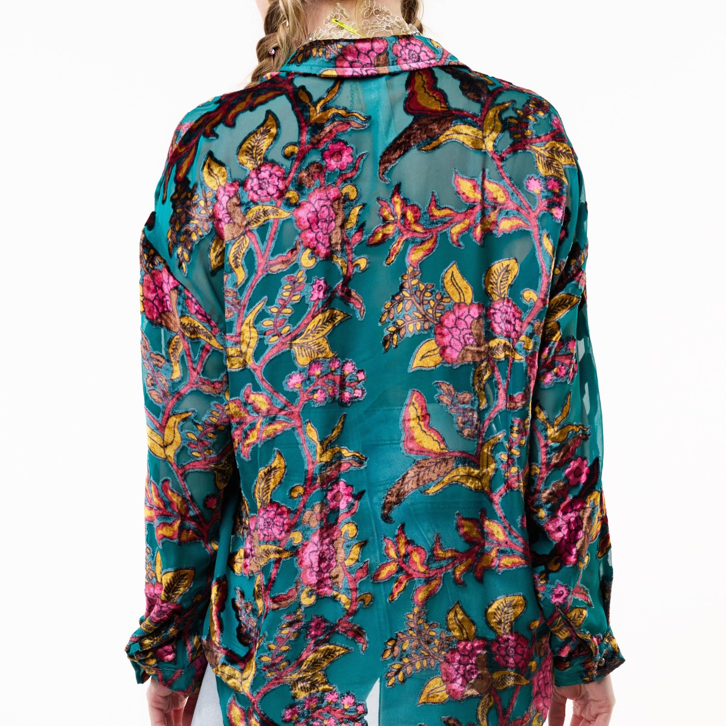 Holiday Jewels Burnout Velvet Blouse