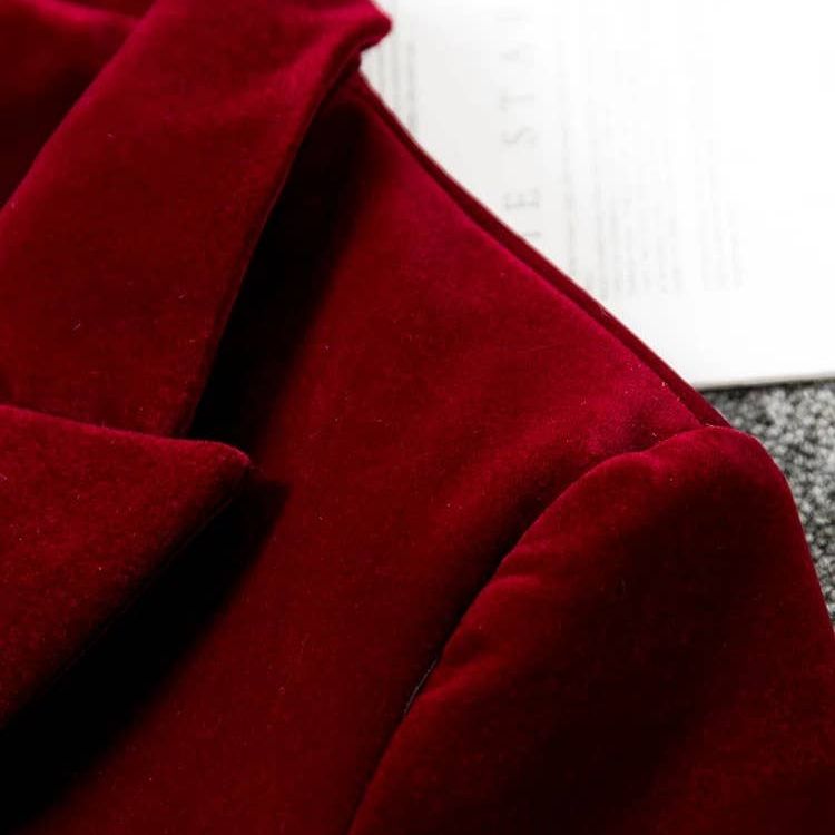 Velvet Double-Breasted Blazer for Women Autumn Winter