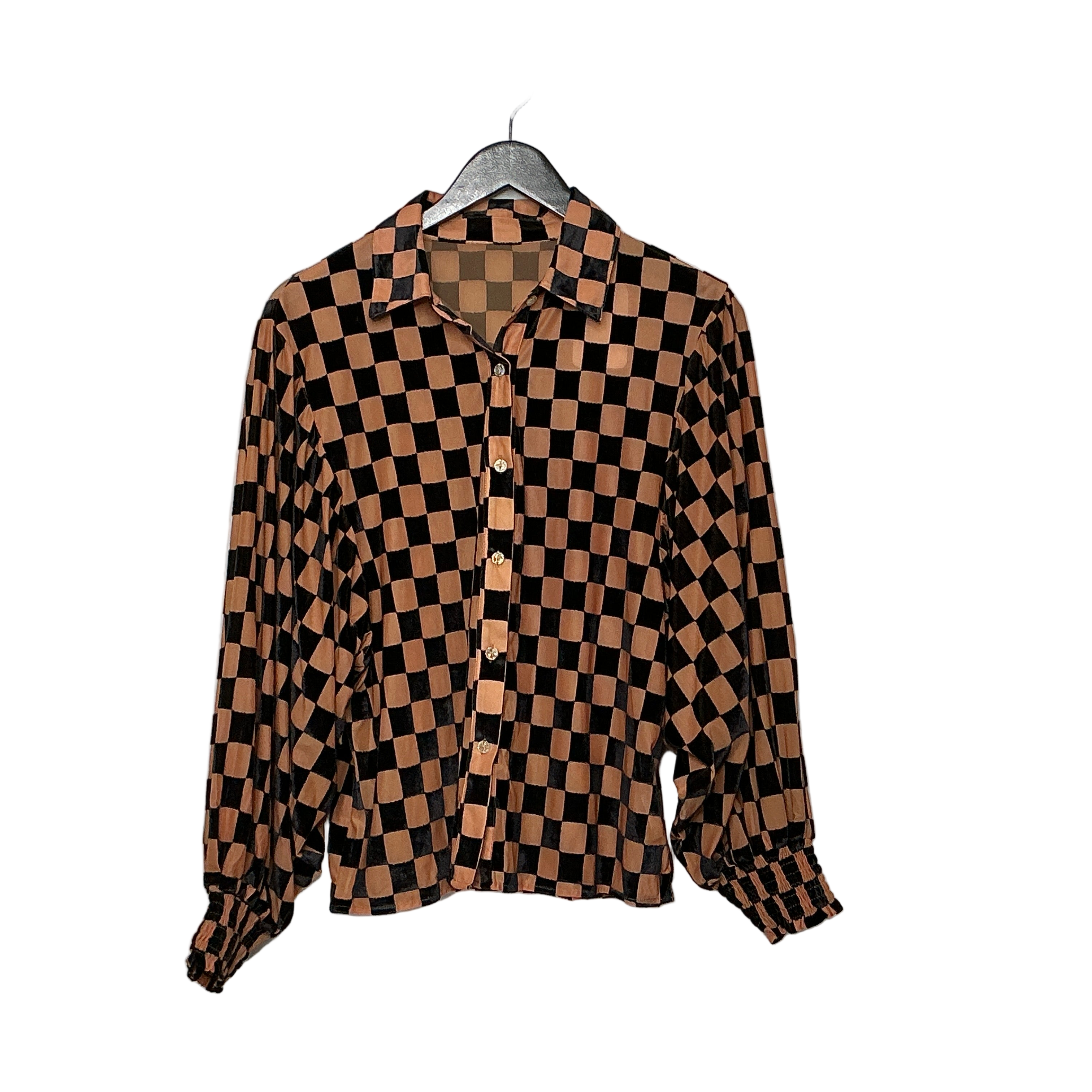 Checkered Brown/Tan Blouse