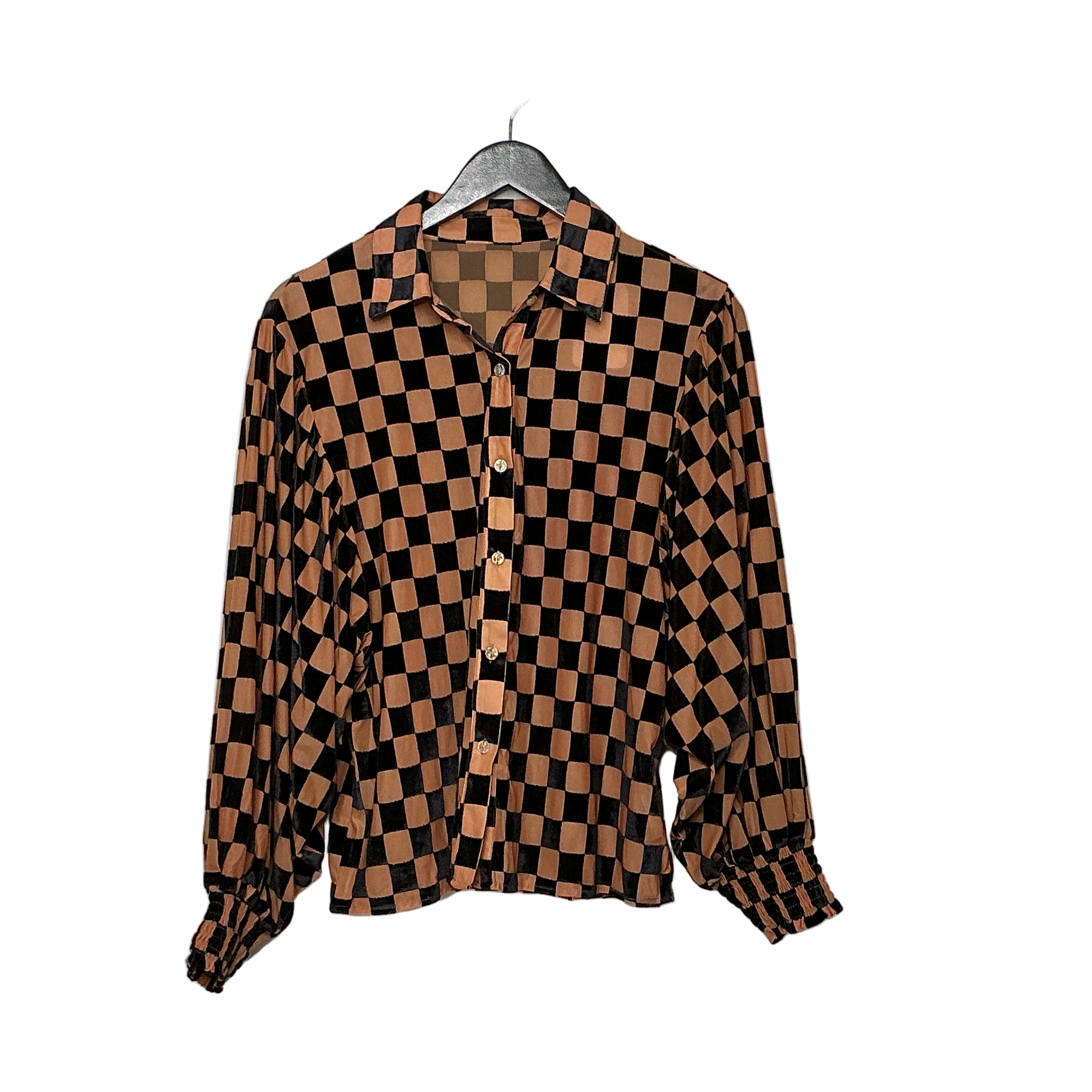 Checkered Brown/Tan Blouse