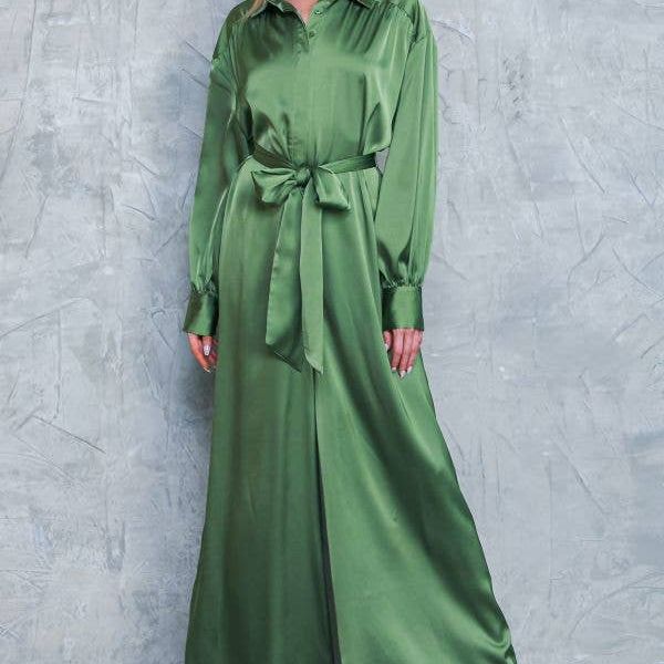A solid satin jumpsuit