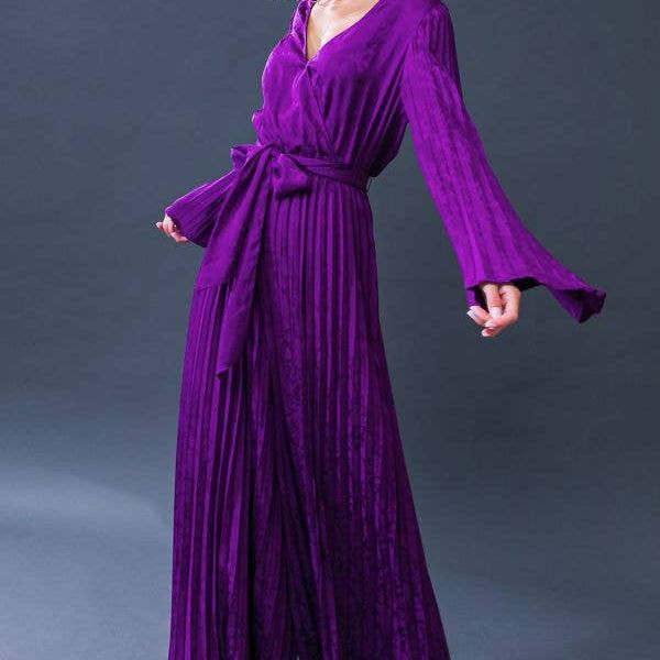 A jacquard woven satin jumpsuit