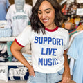 Support Live Music Vintage Ringer Shirt, Graphic Tee