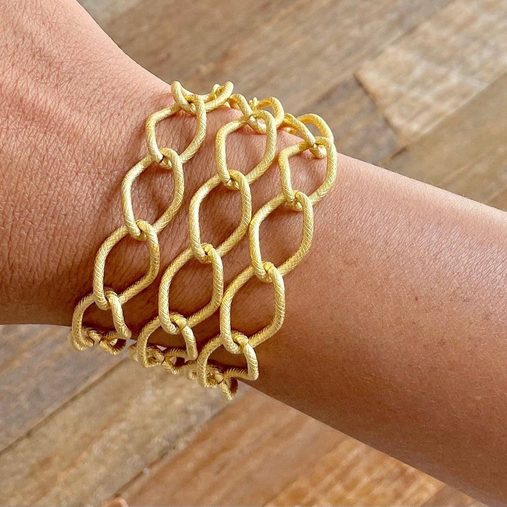 18k matte gold triple strand chain bracelet DORB27
