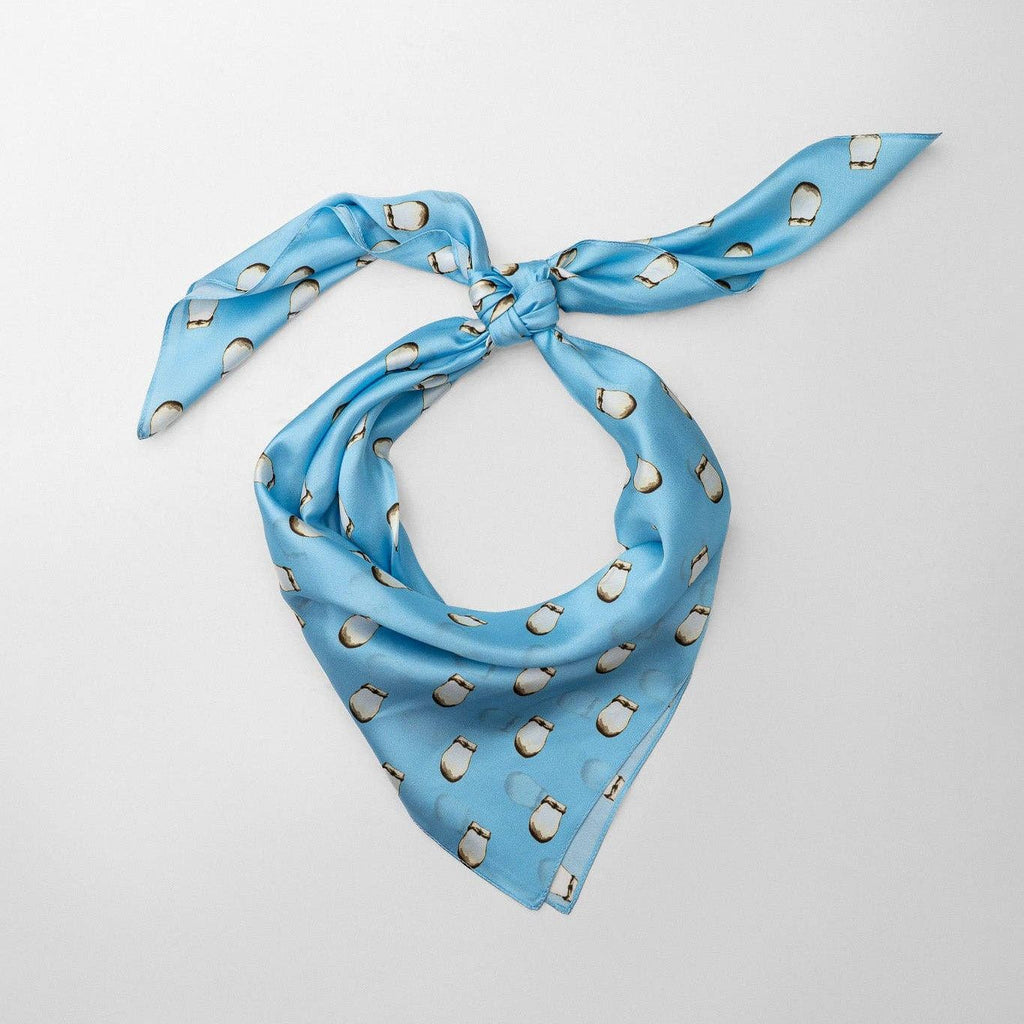 Elk Ivory Silk Scarf - Sky Blue