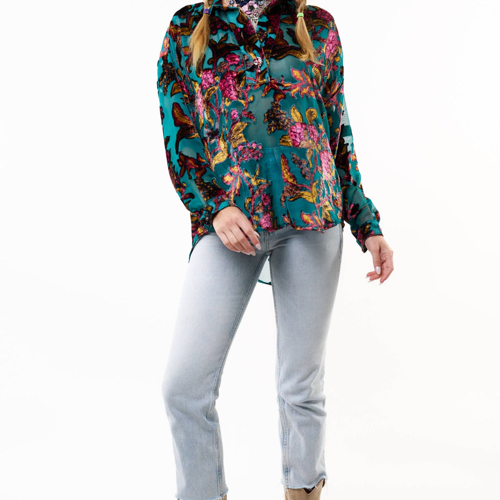 Holiday Jewels Burnout Velvet Blouse
