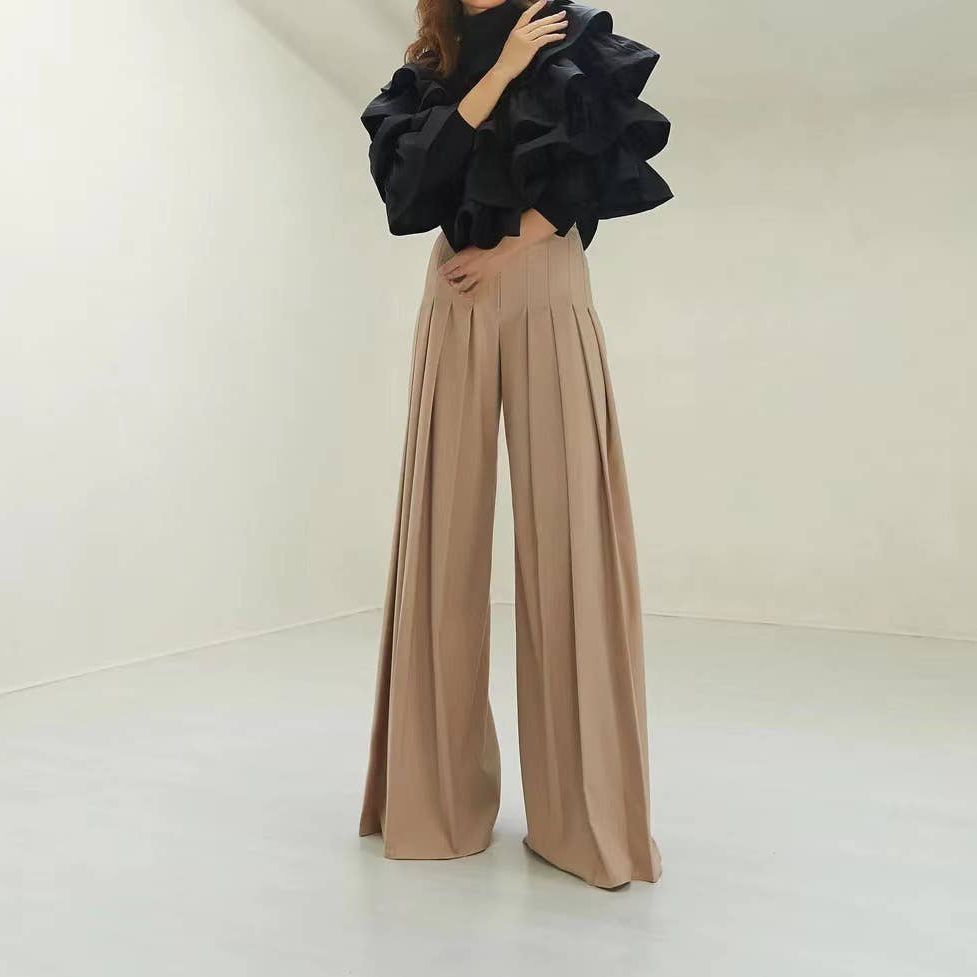 High-Waist Pleated Wide-Leg Pants - Summer Chic