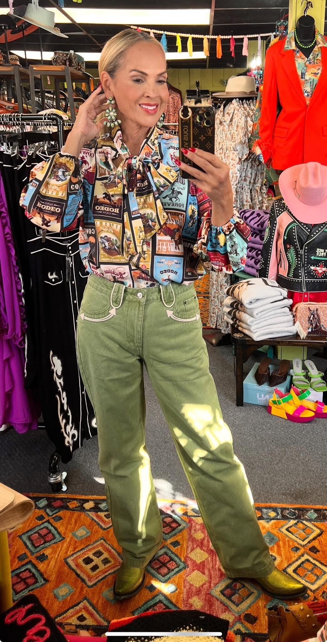 Olive Smiley Jeans