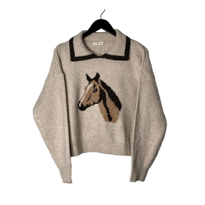 Horse Motif Knit Sweater