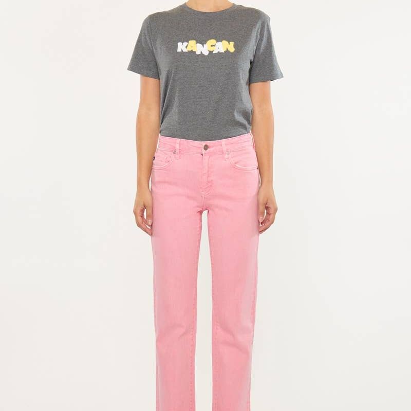KanCan- Mid Rise Straight Pink