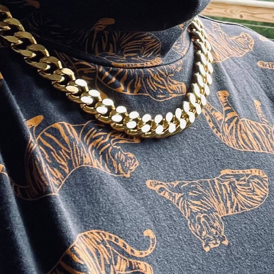 18k matte gold curb chain DOR415