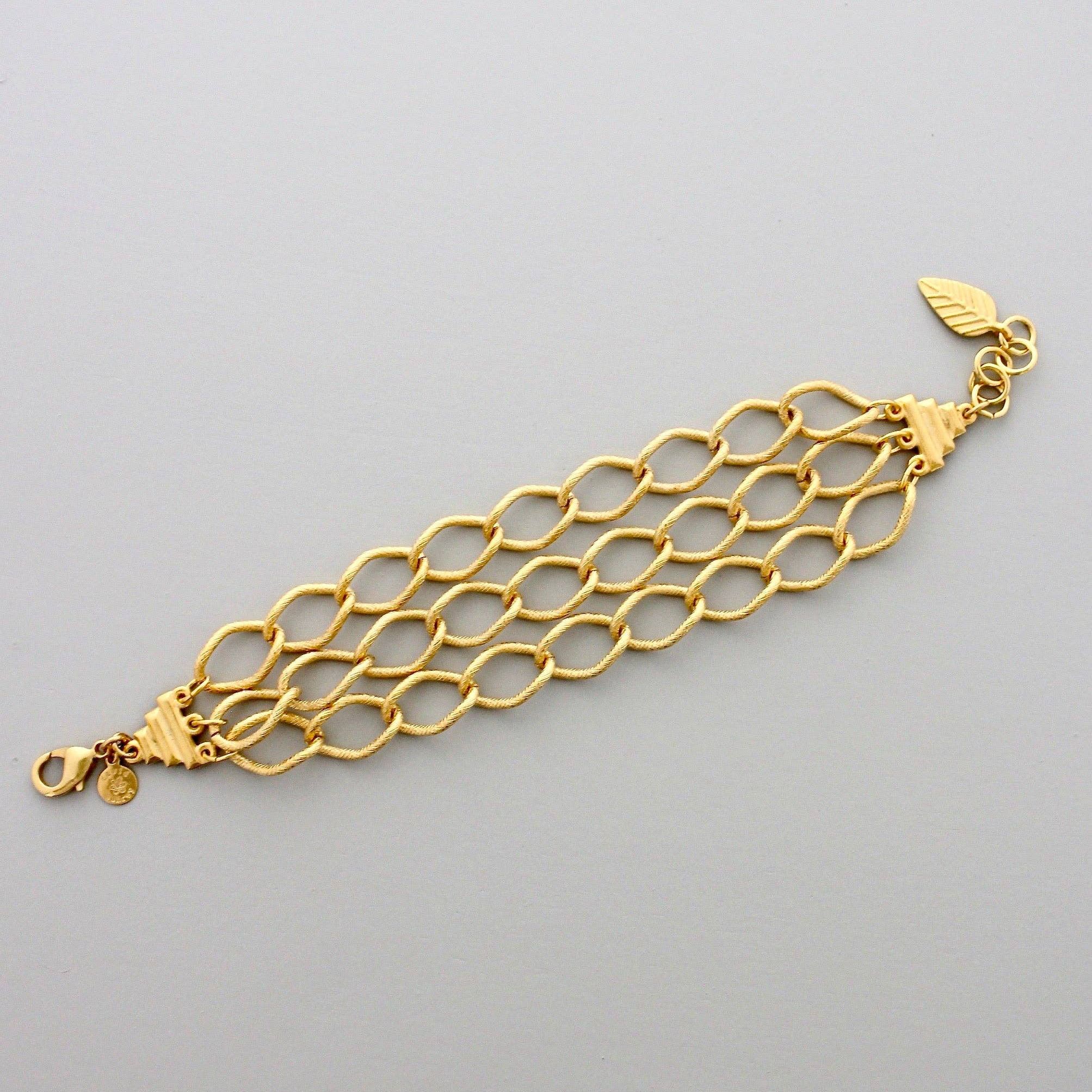 18k matte gold triple strand chain bracelet DORB27