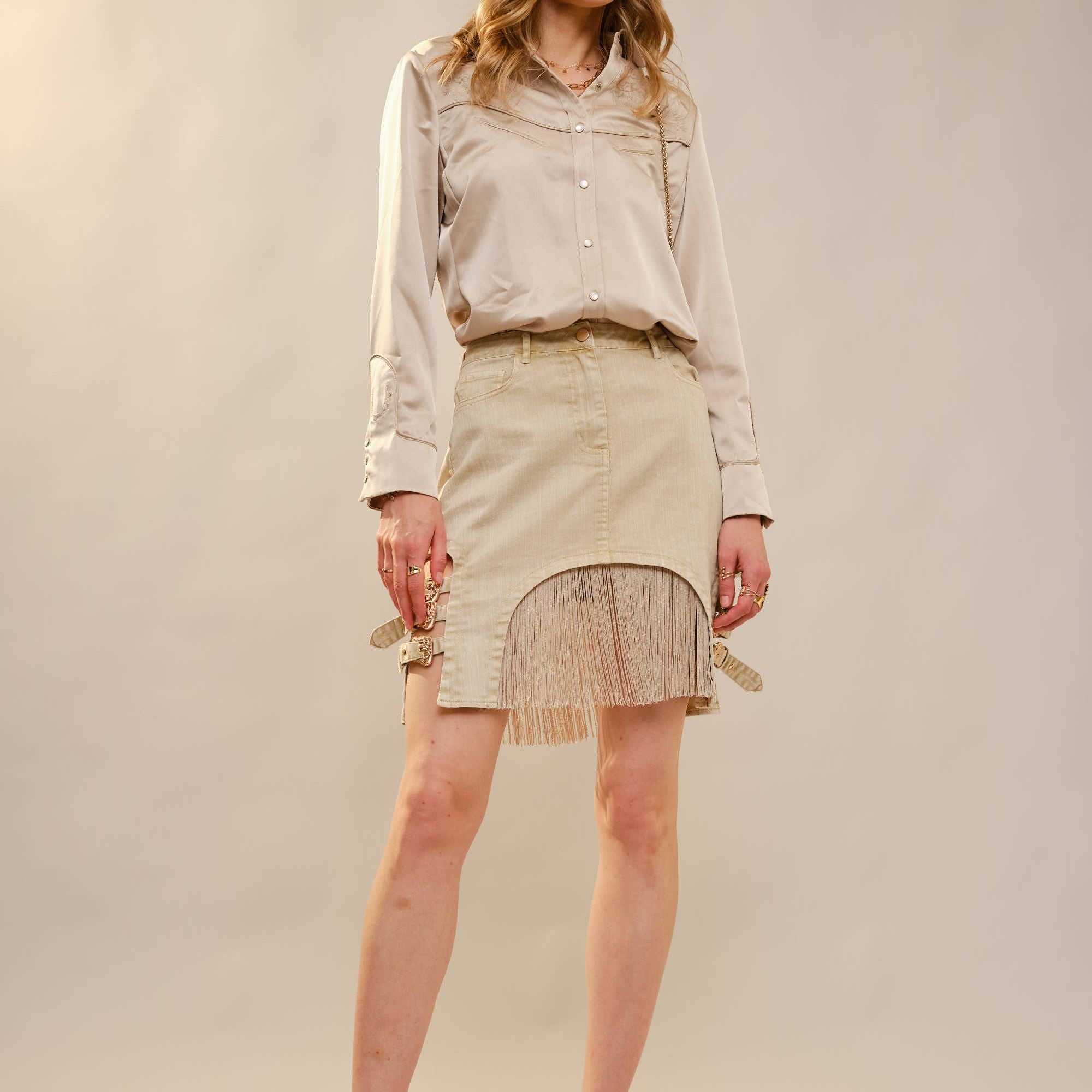 Satin Western Embroidered Snap Shirt