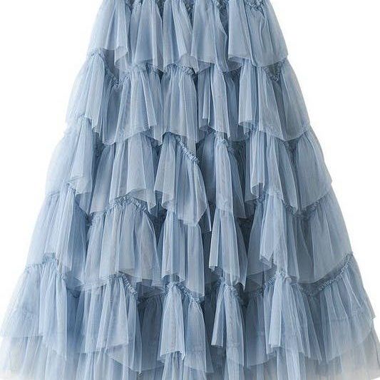 Tiered chiffon midi skirt