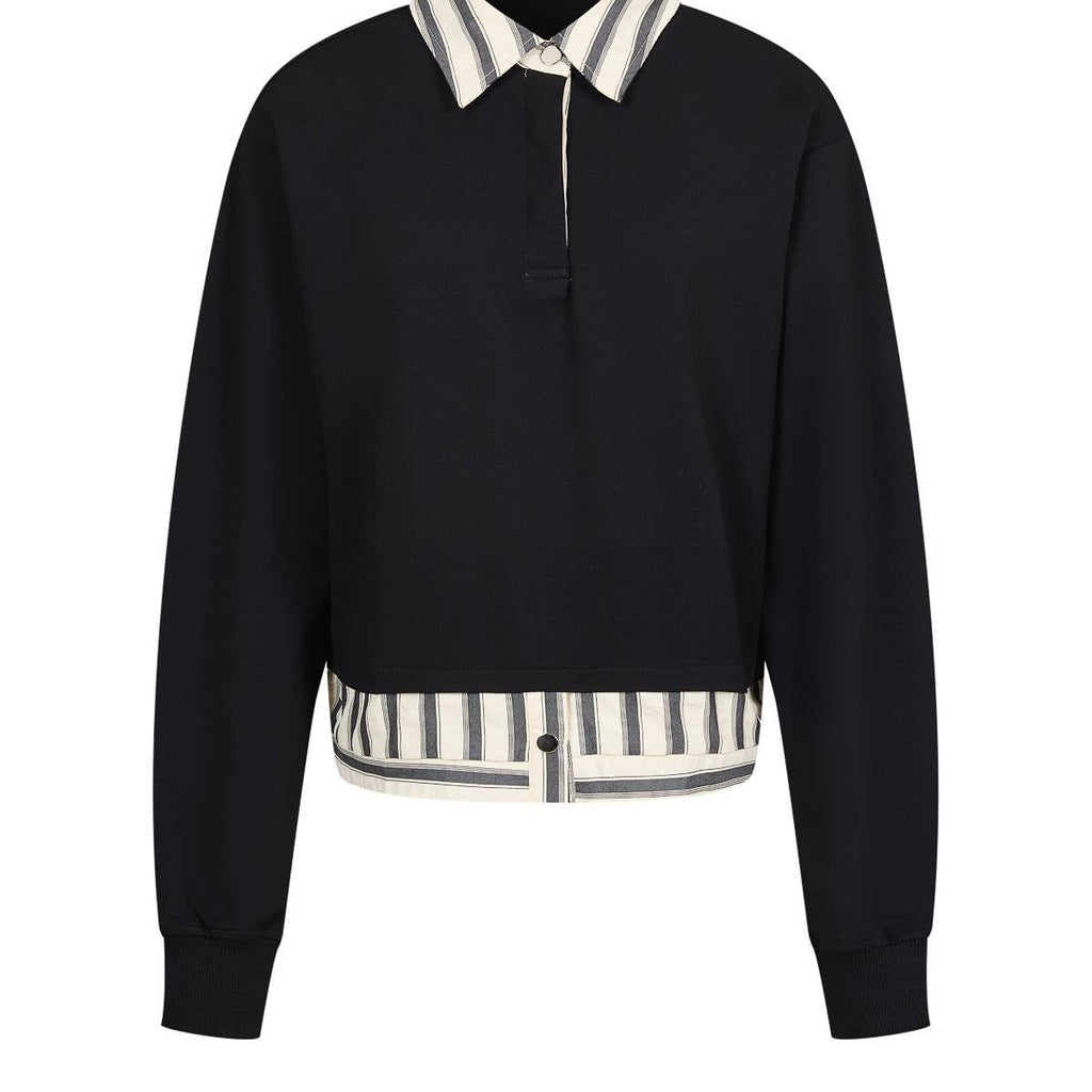 Anette Knit Collar Sweatshirt With Stripe Contrast