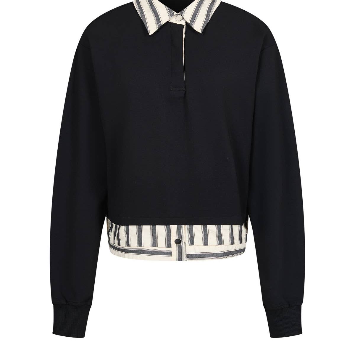 Anette Knit Collar Sweatshirt With Stripe Contrast