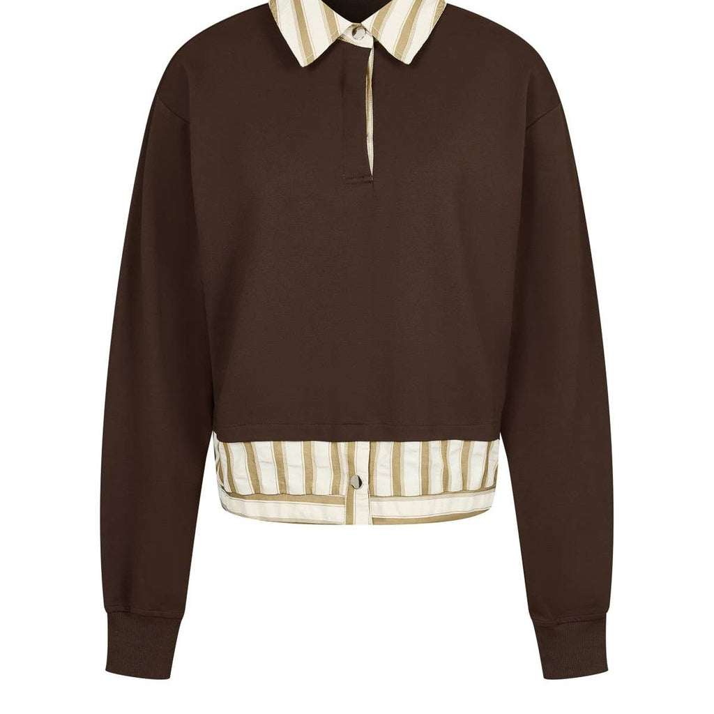 Anette Knit Collar Sweatshirt With Stripe Contrast