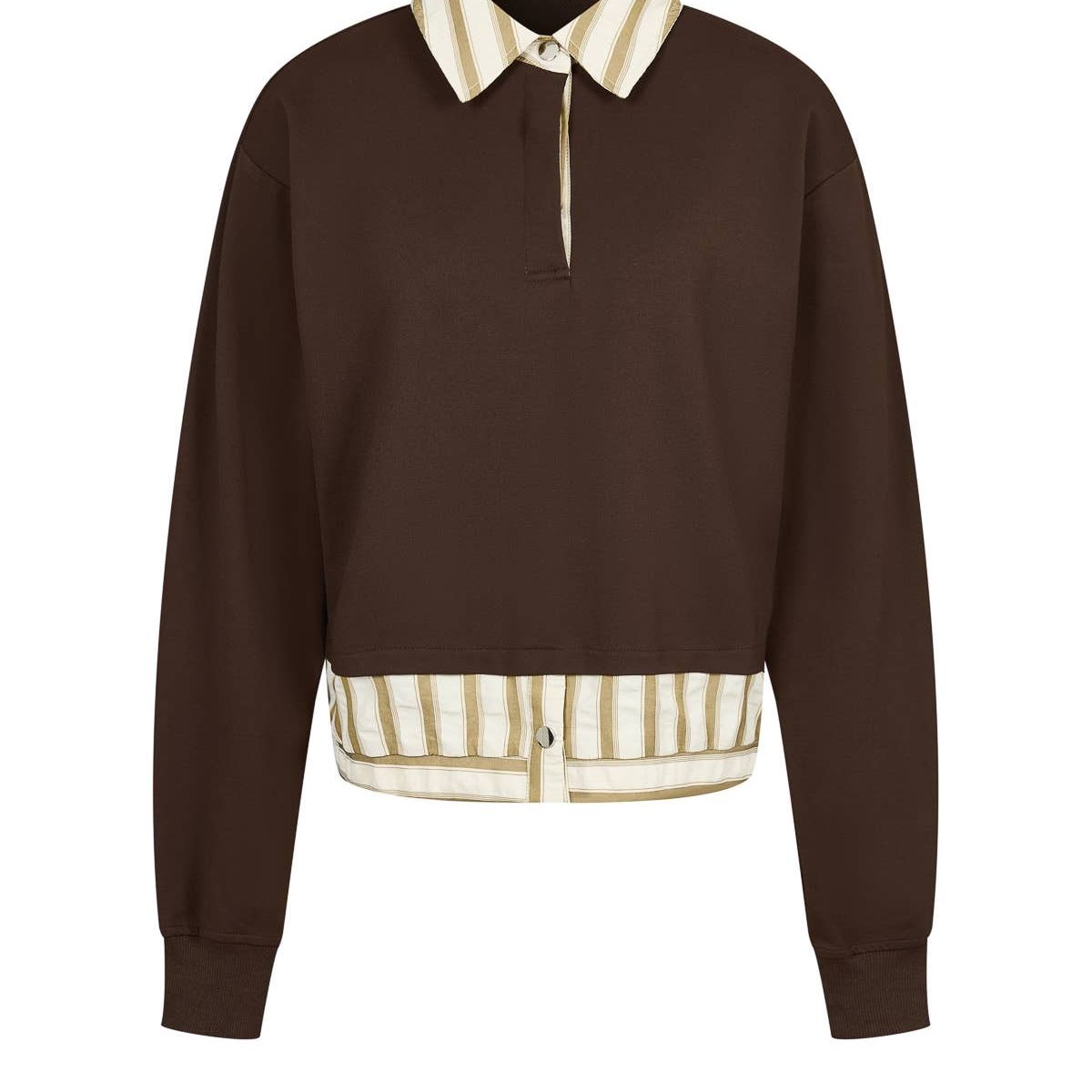Anette Knit Collar Sweatshirt With Stripe Contrast