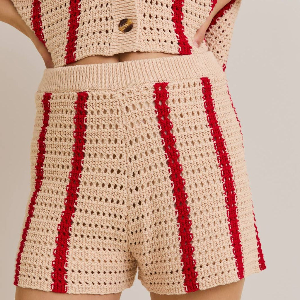 OPEN KNIT SWEATER SHORTS