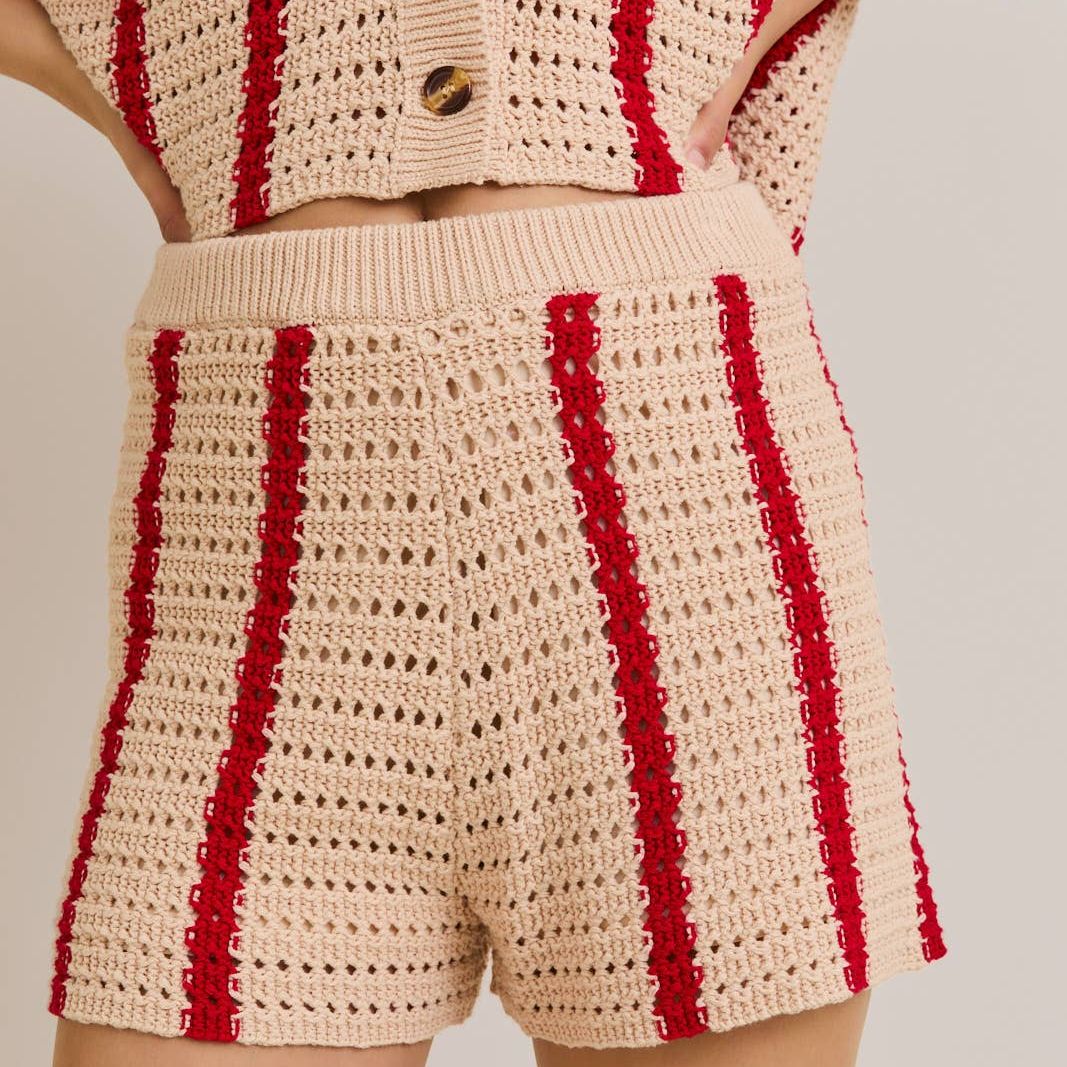 OPEN KNIT SWEATER SHORTS