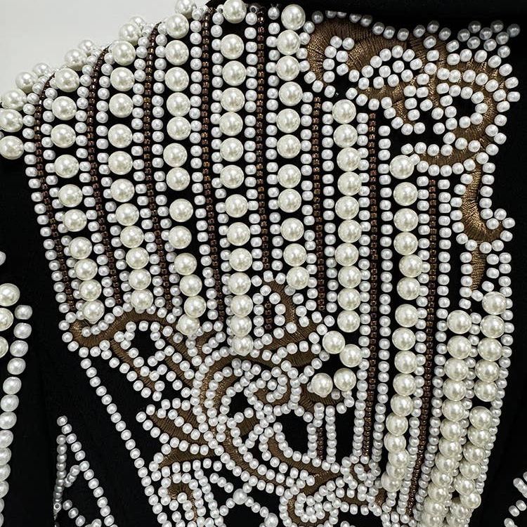Luxurious Hand-Embroidered Beaded Diamond Short Coat