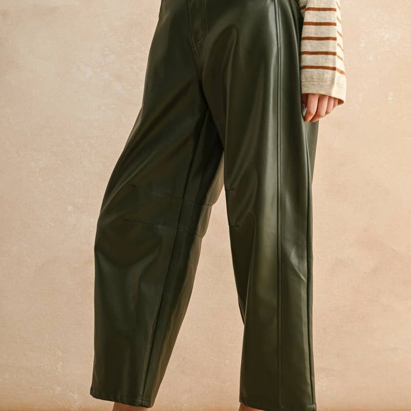 PLEATHER BARREL PANTS