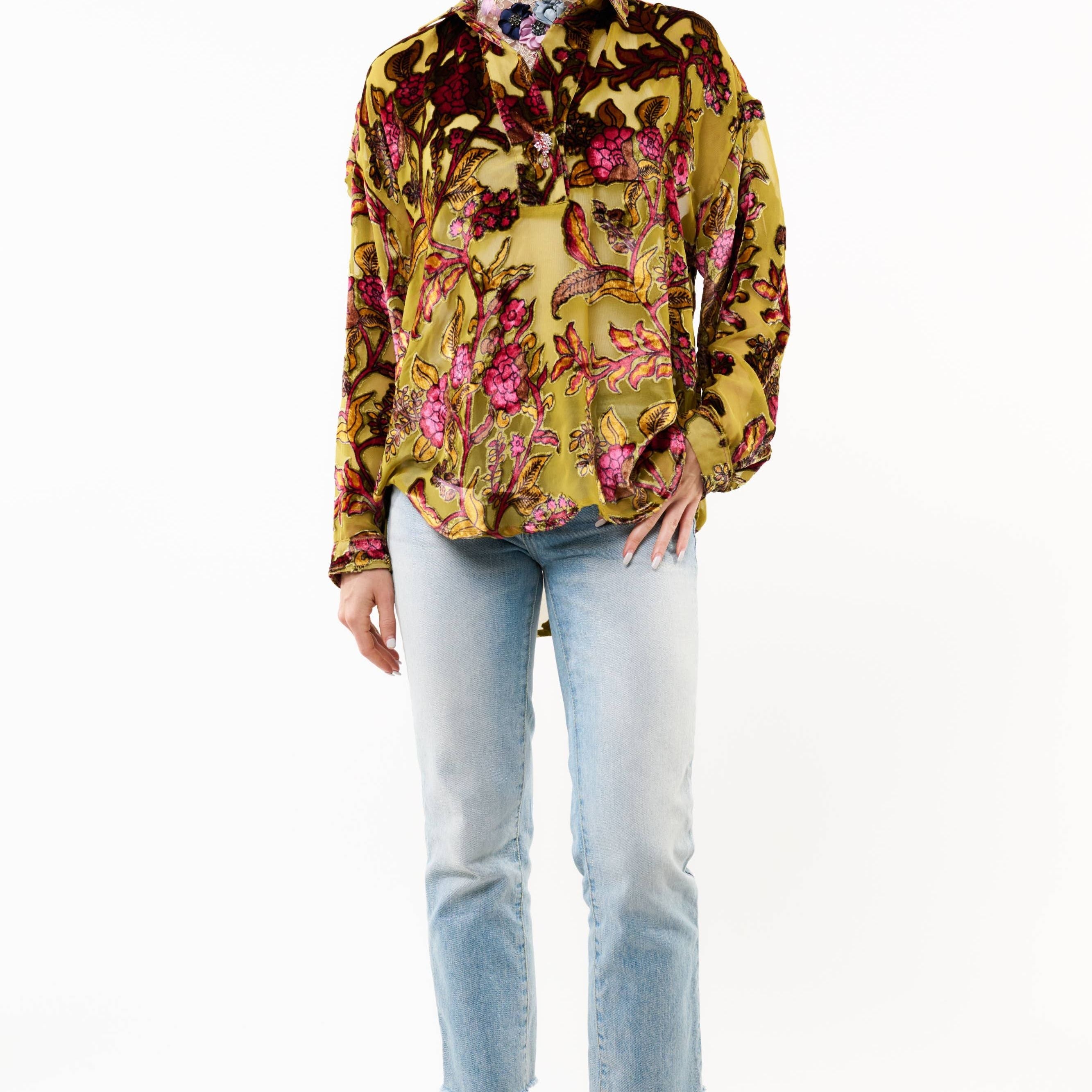 Holiday Jewels Burnout Velvet Blouse