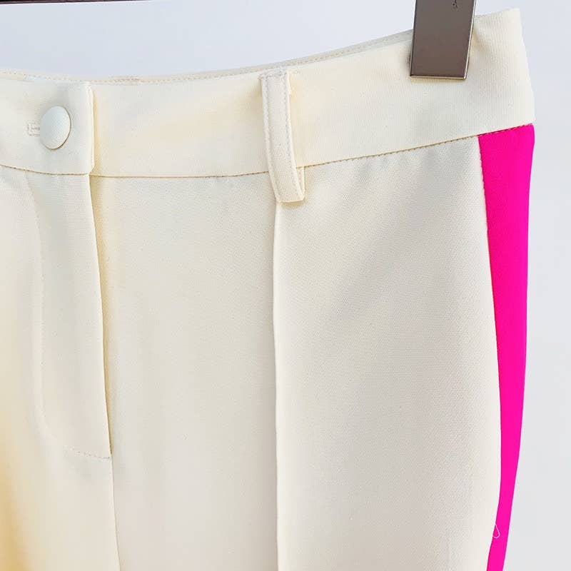 Modern Color-Block Business Suit & Flares Set