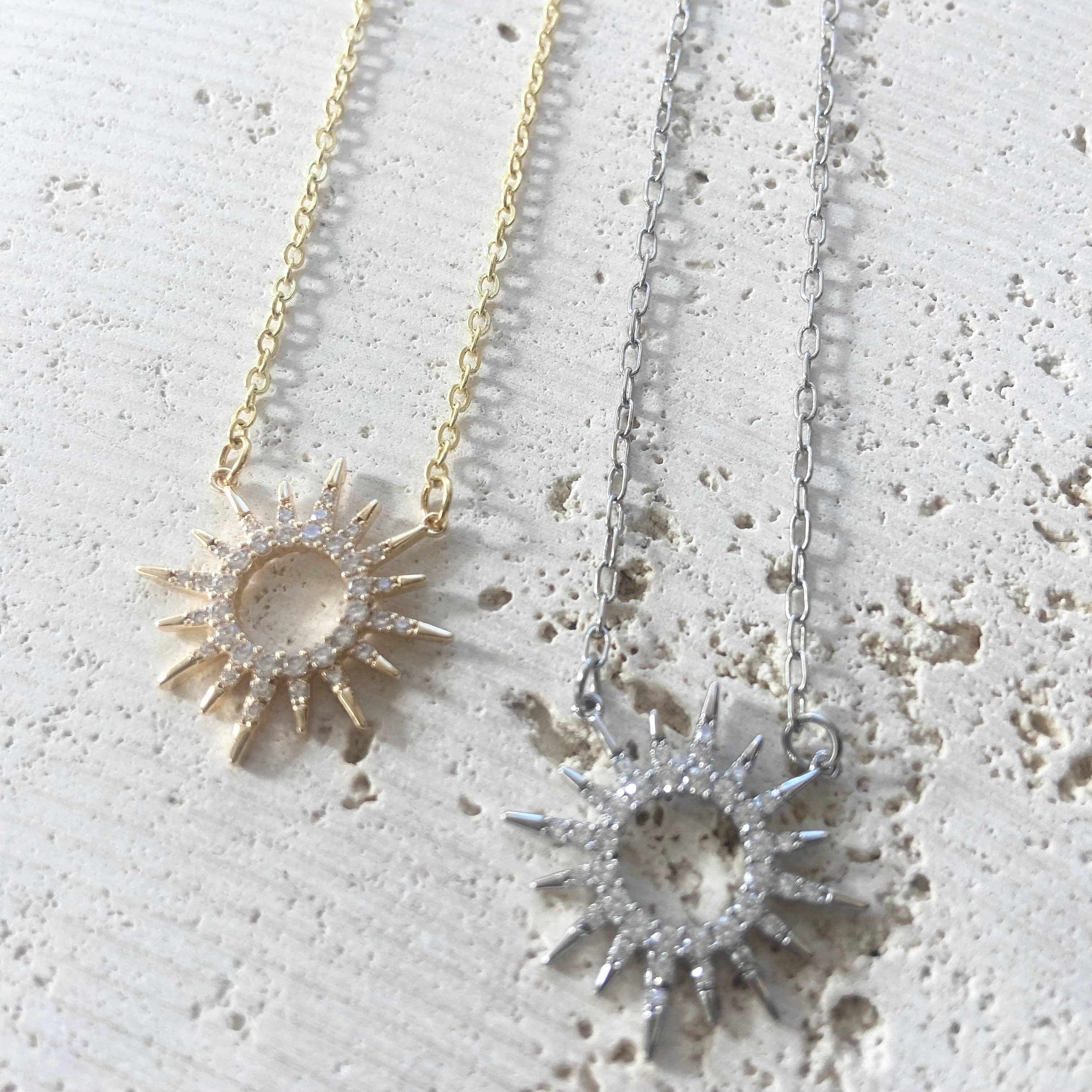 Sun celestial necklace minimalist boutique salon jewelry