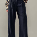 Sophisticated High Rise Front Pleated Wide Leg Trousers