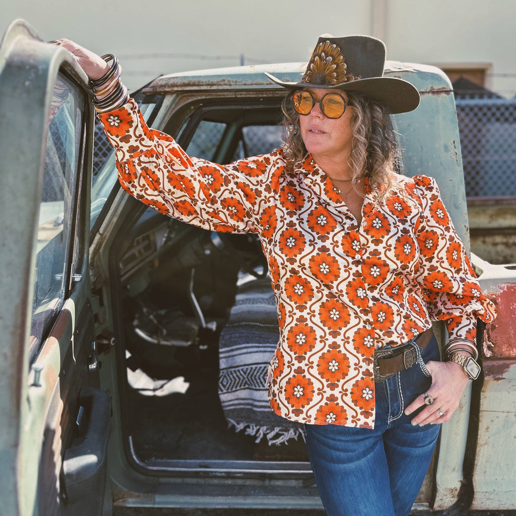Going to California Large Poppy Flower Blouse