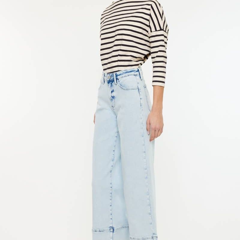 OPEN PACK HIGH RISE CROPPED WIDE LEG JEANS