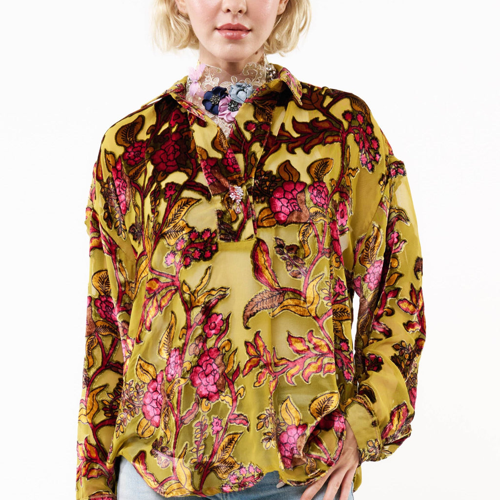 Holiday Jewels Burnout Velvet Blouse