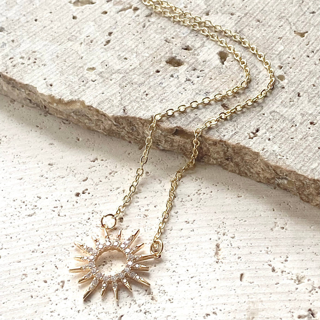 Sun celestial necklace minimalist boutique salon jewelry