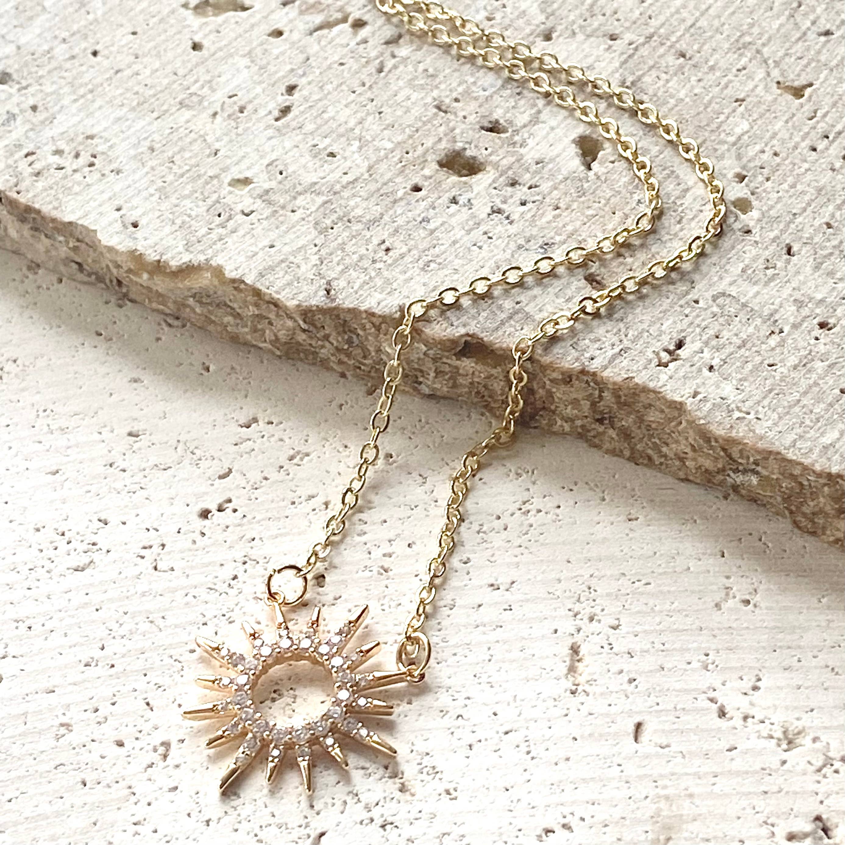 Sun celestial necklace minimalist boutique salon jewelry