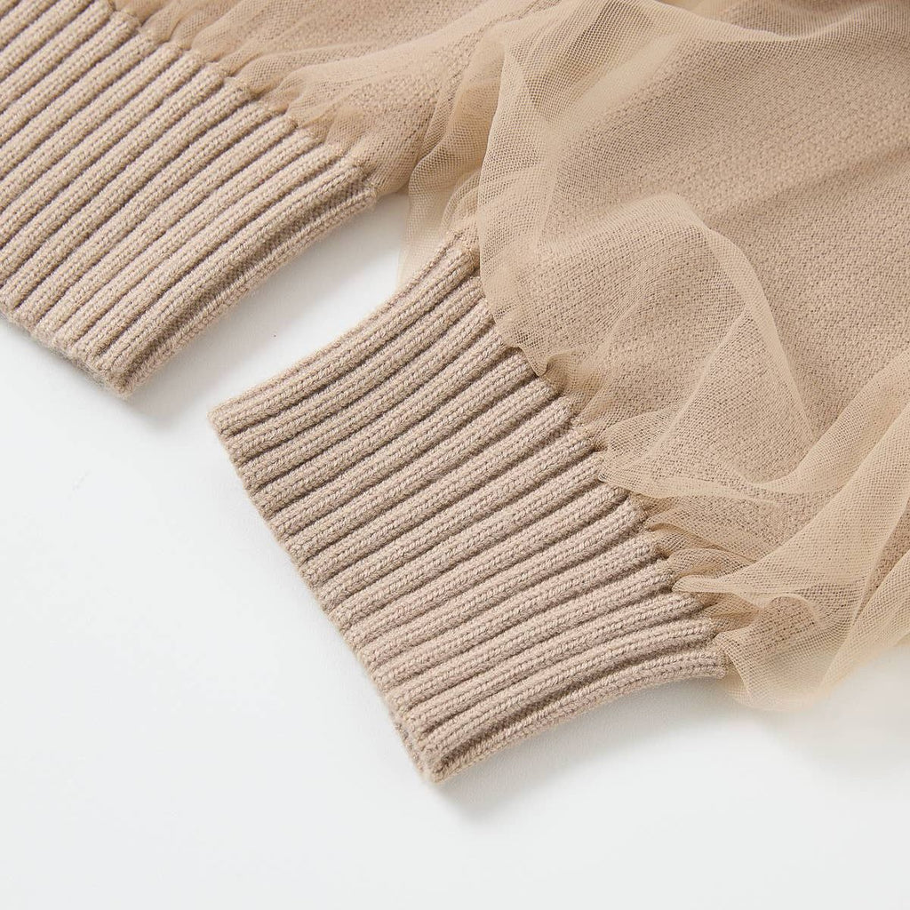 Marielle Crew-Neck Tulle Cardigan