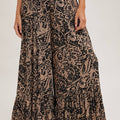 PAISLEY PRINT WIDE RUFFLED PANTS