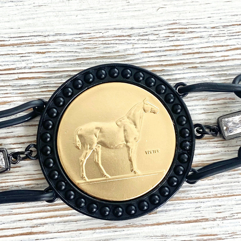 Horse jewelry coin bracelet country western derby equestrian