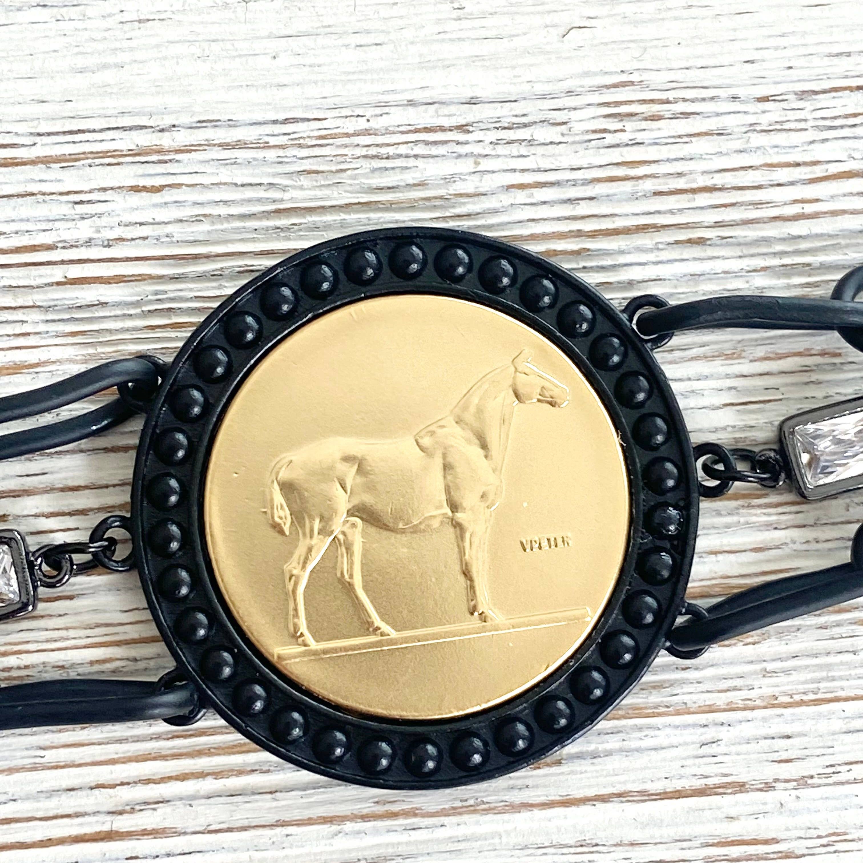 Horse jewelry coin bracelet country western derby equestrian