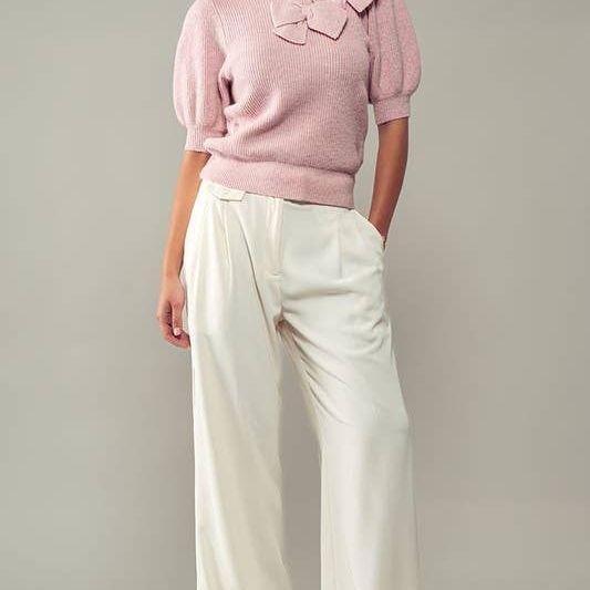 Sophisticated High Rise Front Pleated Wide Leg Trousers