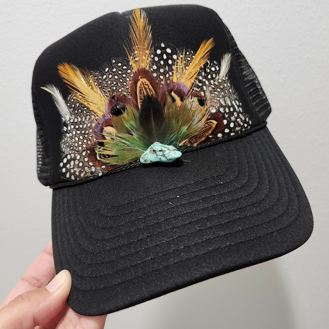 Western Feather Trucker Hat Retro Feather Trucker Hat