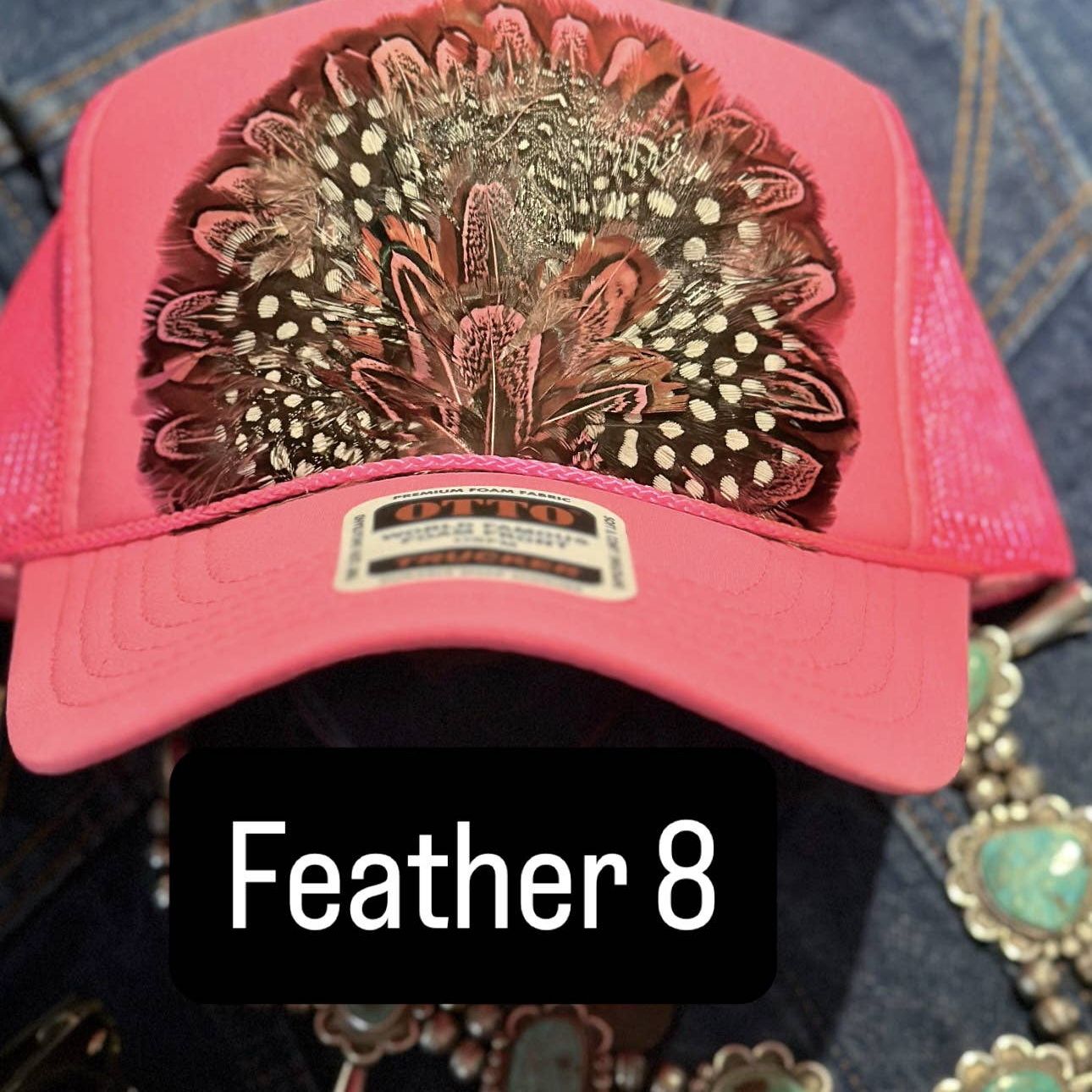 HOT PINK FEATHER TRUCKER HAT