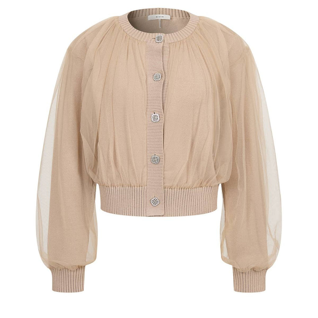 Marielle Crew-Neck Tulle Cardigan