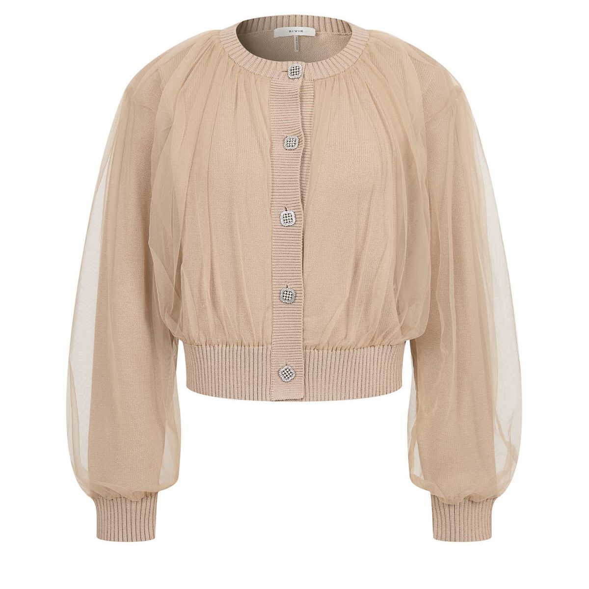 Marielle Crew-Neck Tulle Cardigan