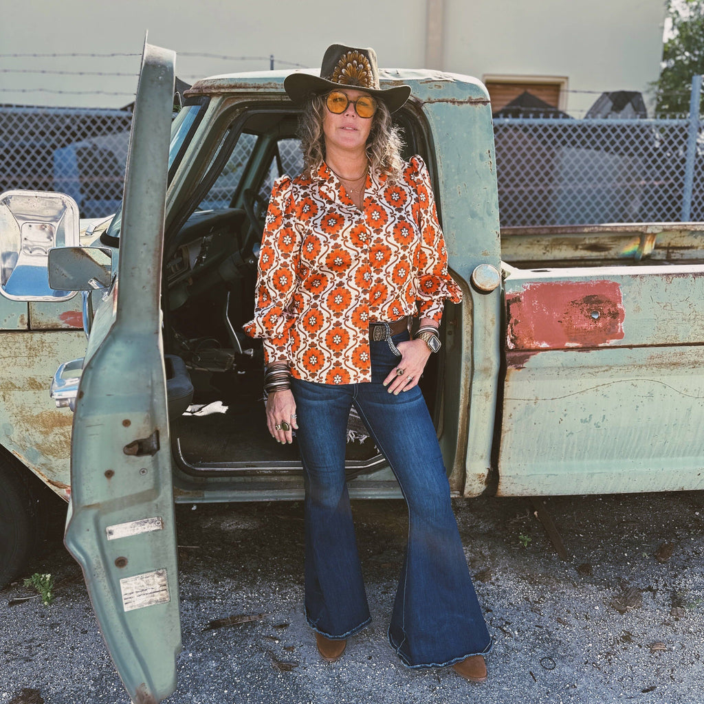 Going to California Large Poppy Flower Blouse