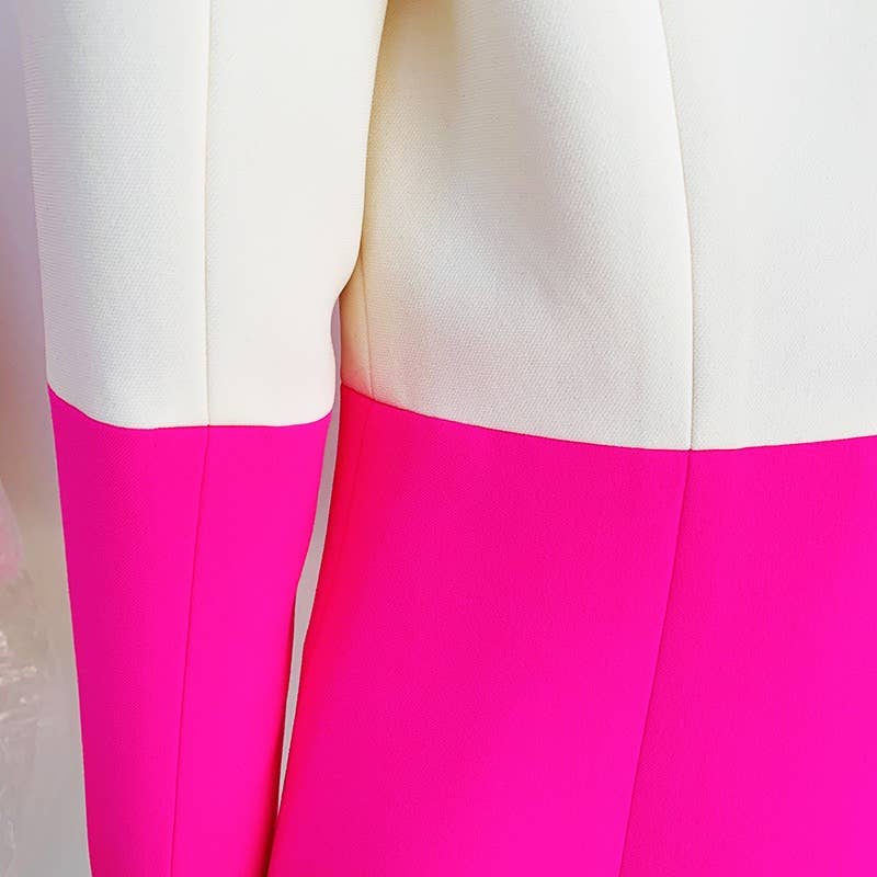 Modern Color-Block Business Suit & Flares Set