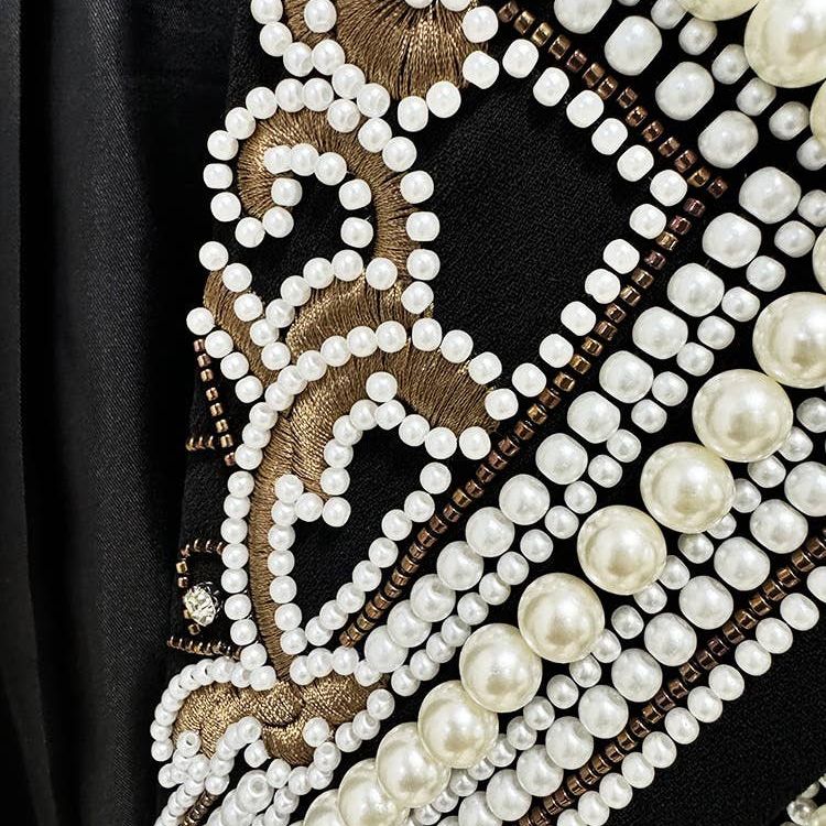 Luxurious Hand-Embroidered Beaded Diamond Short Coat